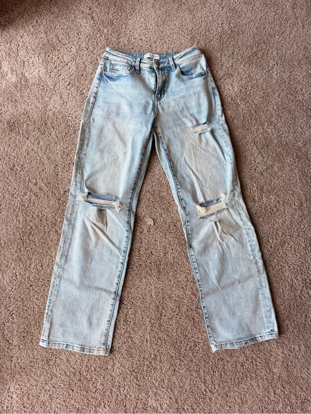 Flying Monkey Light Blue Distressed Straight-Leg Jeans